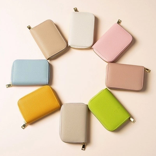 Women's Solid Color Pu Leather Zipper Coin Purses