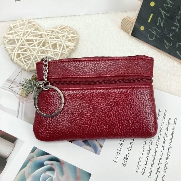 Women's Solid Color Pu Leather Zipper Coin Purses