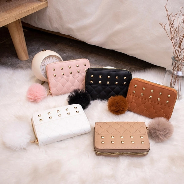 Women's Solid Color Pu Leather  Zipper Coin Purses