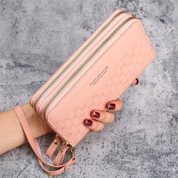 Women's Solid Color Pu Leather Zipper Wallets