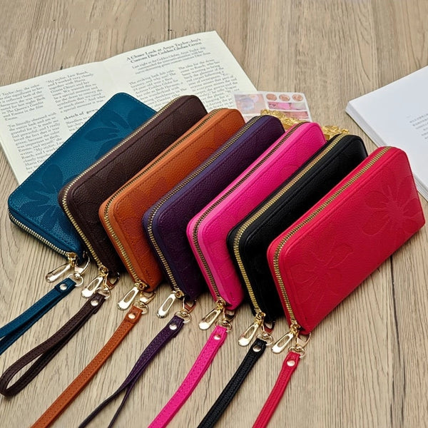 Women's Solid Color Pu Leather Zipper Wallets