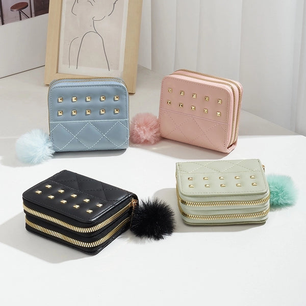 Women's Solid Color Pu Leather Zipper Wallets