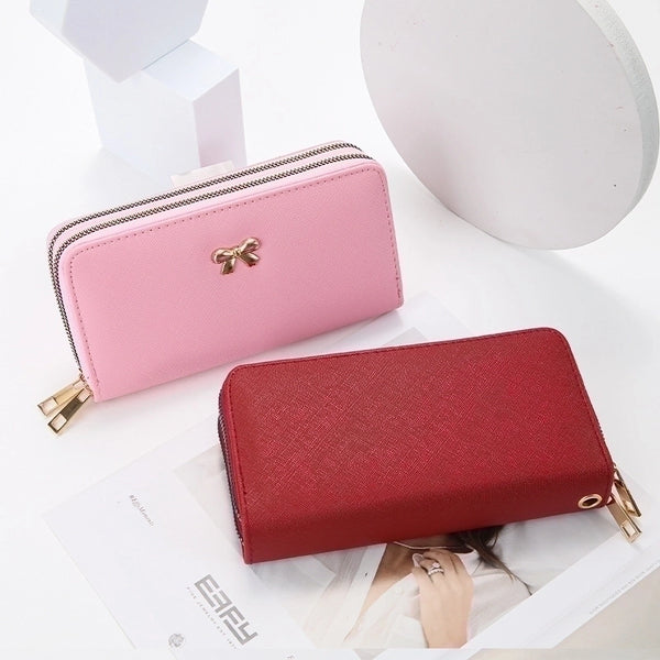 Women's Solid Color Pu Leather Zipper Wallets