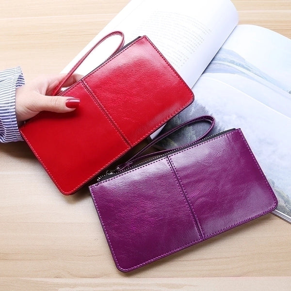 Women's Solid Color Pu Leather Zipper Wallets