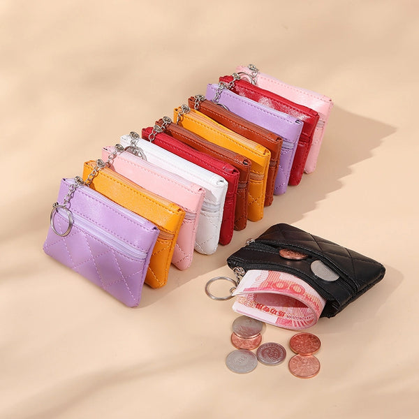 Women's Solid Color Pu Leather Zipper Wallets