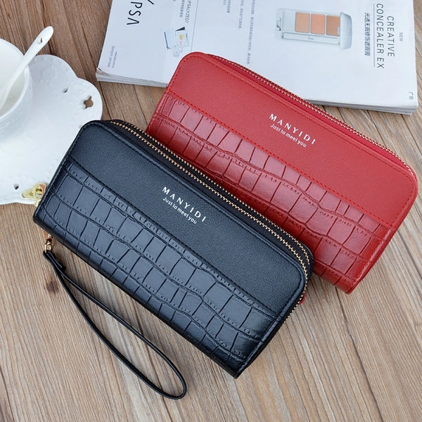 Women's Solid Color Pu Leather Zipper Wallets