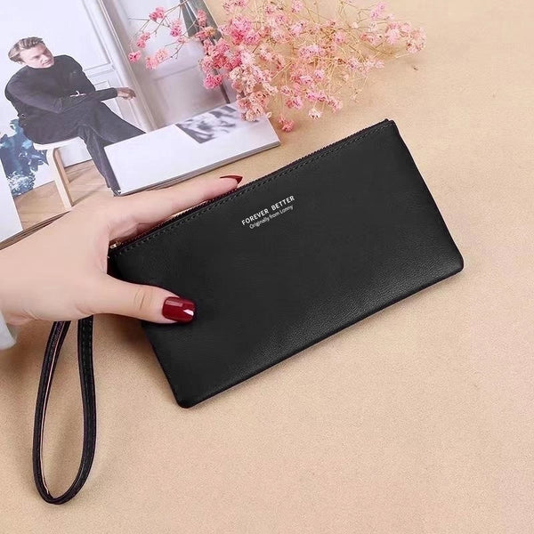 Women's Solid Color Pu Leather Zipper Wallets