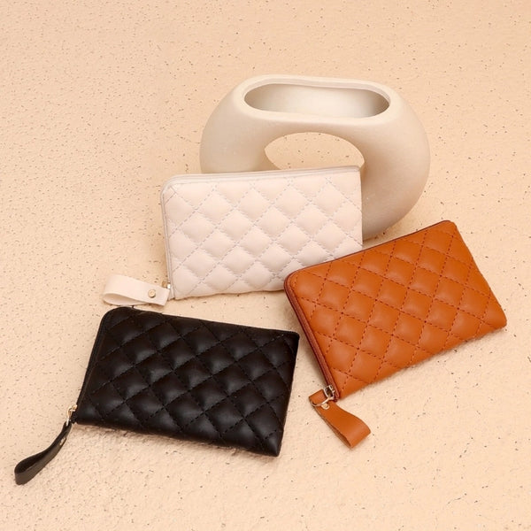 Women's Solid Color Pu Leather Zipper Wallets