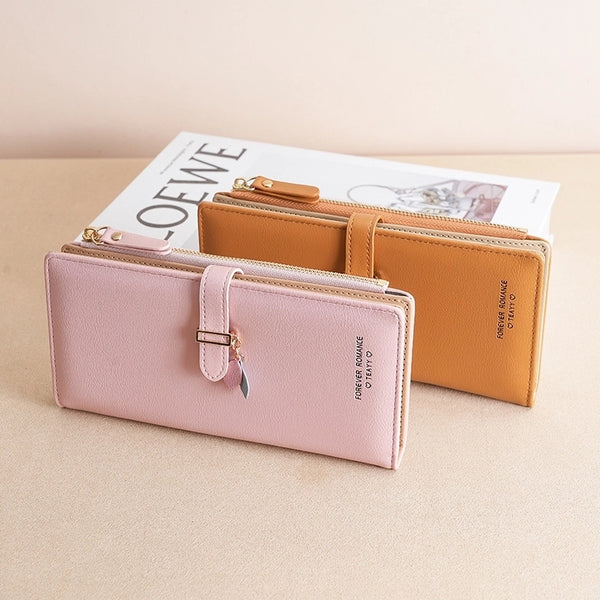 Women's Solid Color Pu Leather Zipper Wallets