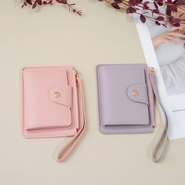 Women's Solid Color Pu Leather Zipper Wallets