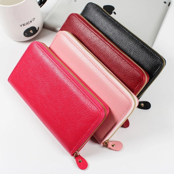 Women's Solid Color Pu Leather Zipper Wallets