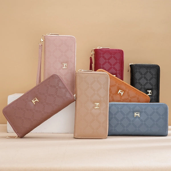 Women's Solid Color Pu Leather Zipper Wallets