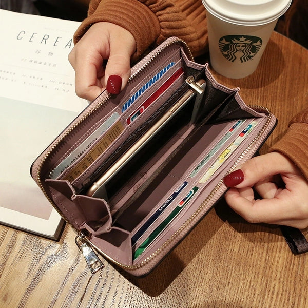 Women's Solid Color Pu Leather Zipper Wallets