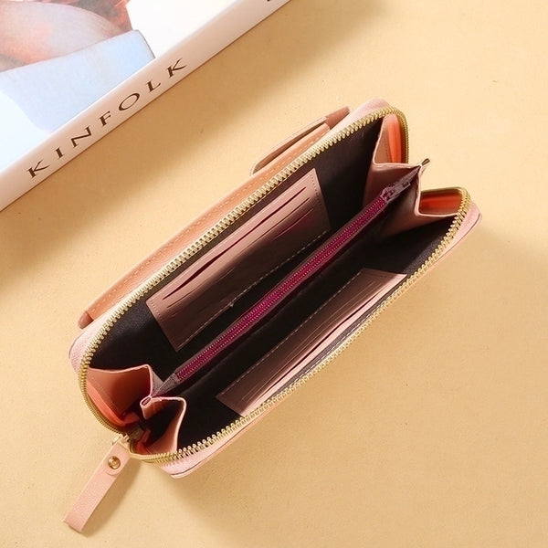 Women's Solid Color Pu Leather Zipper Wallets