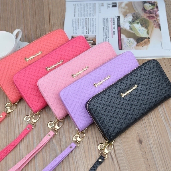 Women's Solid Color Pu Leather Zipper Wallets