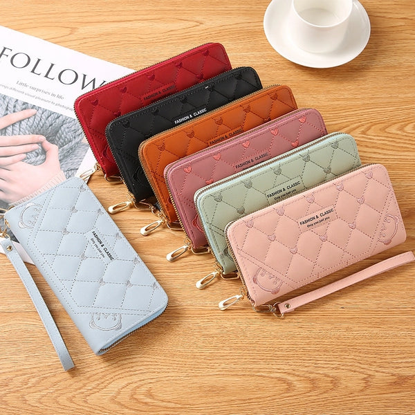 Women's Solid Color Pu Leather Zipper Wallets