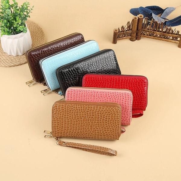 Women's Solid Color Pu Leather Zipper Wallets