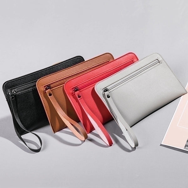 Women's Solid Color Pu Leather Zipper Wallets