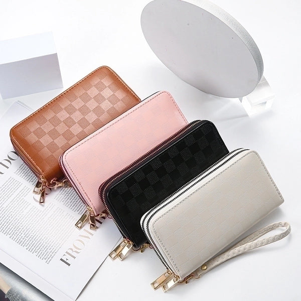 Women's Solid Color Pu Leather Zipper Wallets