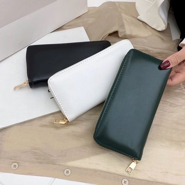 Women's Solid Color Pu Leather Zipper Wallets