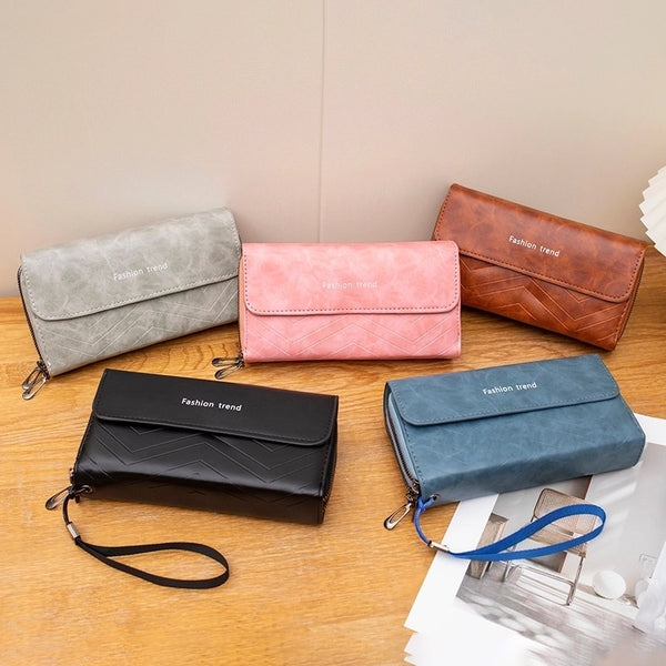 Women's Solid Color Pu Leather Zipper Wallets