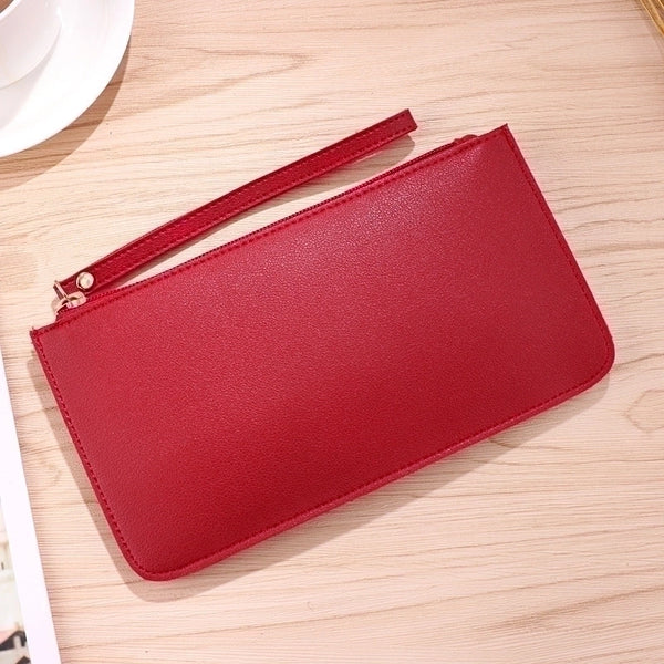 Women's Solid Color Pu Leather Zipper Wallets