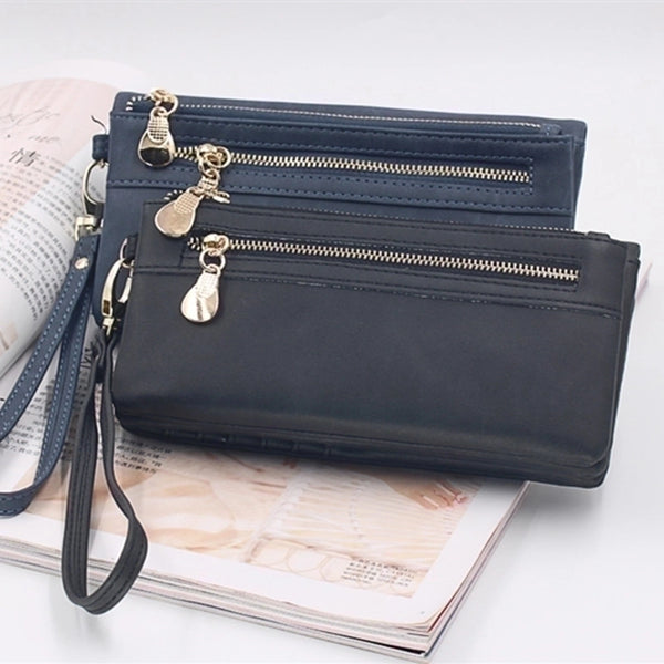 Women's Solid Color Pu Leather Zipper Wallets