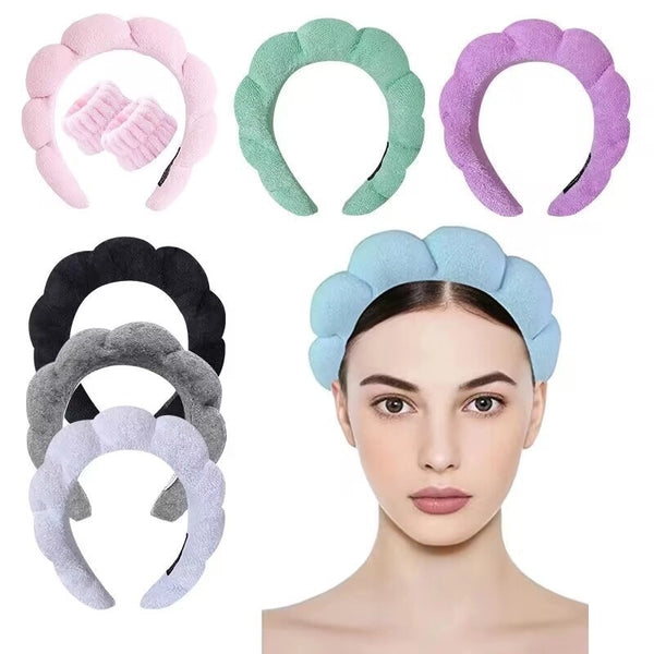 Women's Sponge Hair Band Korean Style Gold Velvet  Headdress High Head Wear Cloud Headband