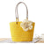 Women's Straw Flower Vacation Beach Weave Flowers Sewing Thread Bucket String Handbag Straw Bag