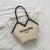 Women's Straw Letter Solid Color Fashion Weave Square Zipper Tote Bag