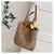 Women's Straw Solid Color Vacation Streetwear Square Zipper Beach Bag