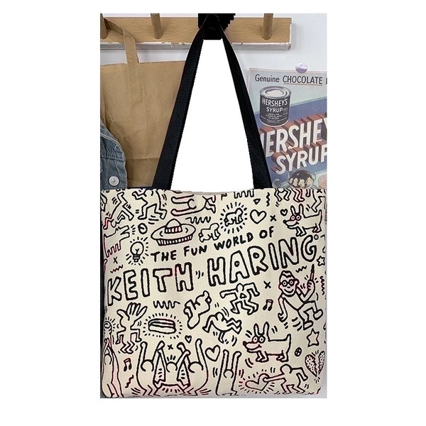 Women's Streetwear Cartoon Canvas Shopping Bags