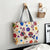 Women's Streetwear Color Block Flower Canvas Shopping Bags