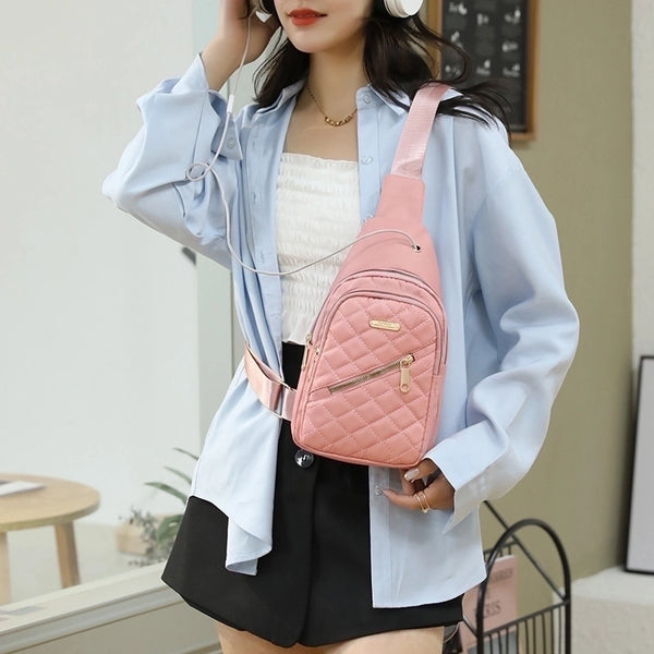 Women's Streetwear Plaid Oxford Cloth Waist Bags