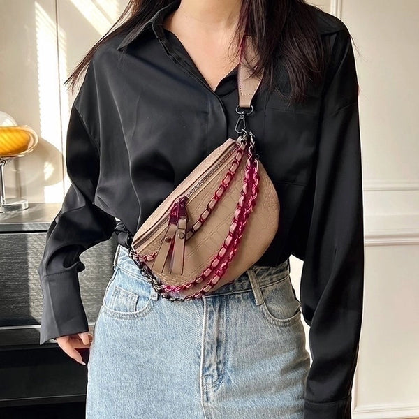 Women's Streetwear Solid Color Pu Leather Waist Bags