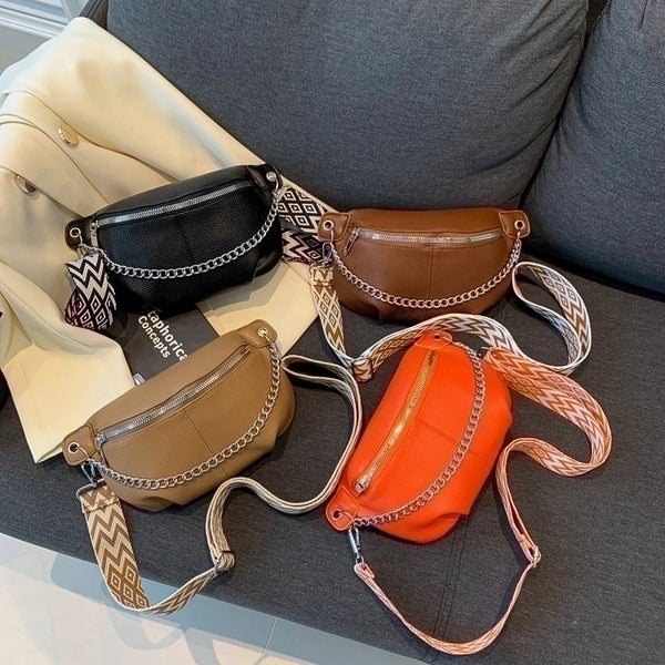 Women's Streetwear Solid Color Pu Leather Waist Bags