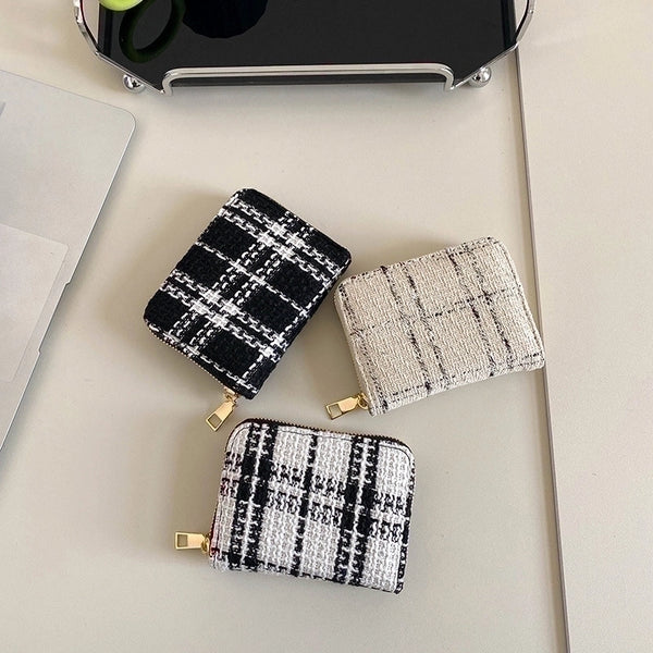 Women's Stripe Cloth Zipper Wallets