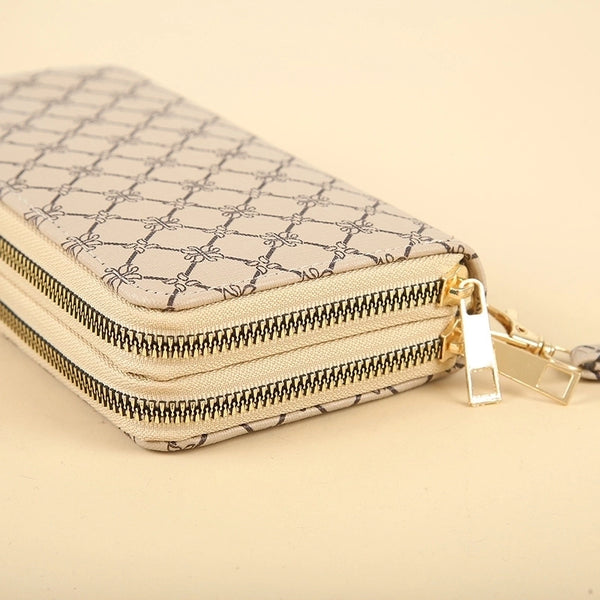 Women's Stripe Pu Leather Zipper Wallets