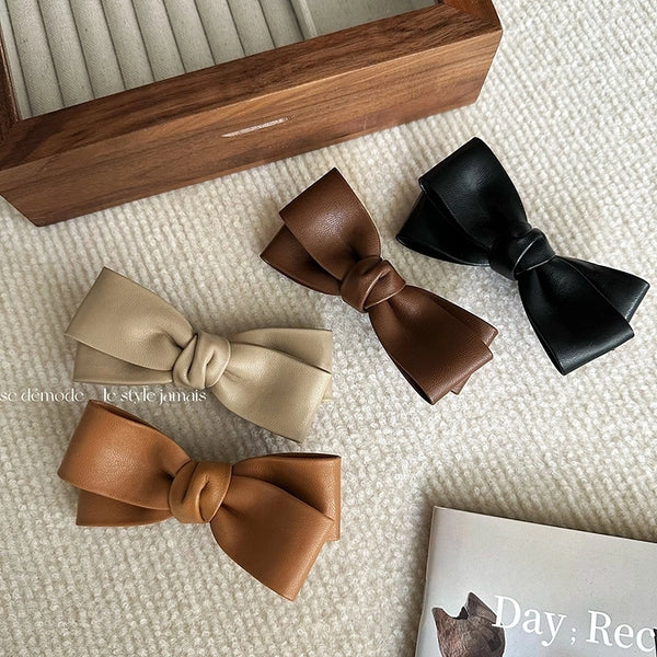 Women's Sweet Bow Knot Pu Leather Hair Clip