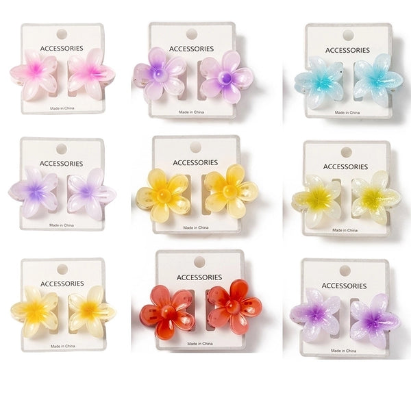 Women's Sweet Floral Plastic Resin Stoving Varnish Hair Claws