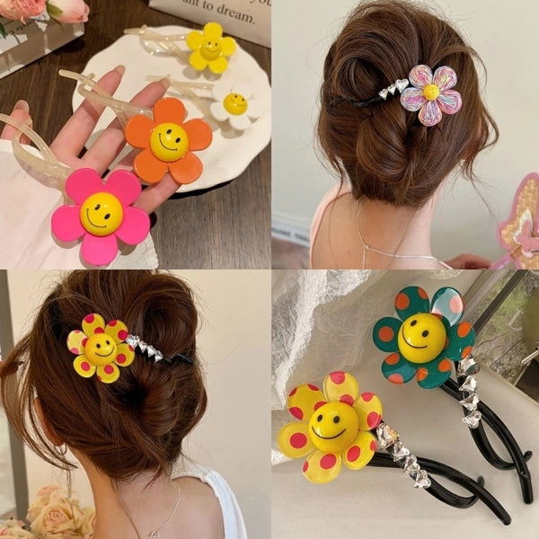 Women's Sweet Flower Arylic Plating Hair Clip