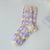 Women's Sweet Flower Nylon Cotton Mesh Crew Socks A Pair