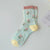 Women's Sweet Flower Nylon Cotton Mesh Crew Socks A Pair