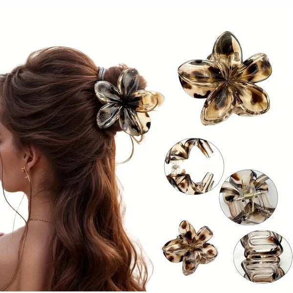 Women's Sweet Flower Plastic Resin Hair Claws