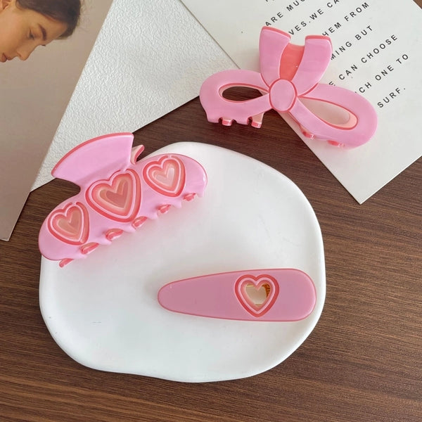 Women's Sweet IG Style Heart Shape Bow Knot Acetic Acid Sheets Hair Clip Hair Claws