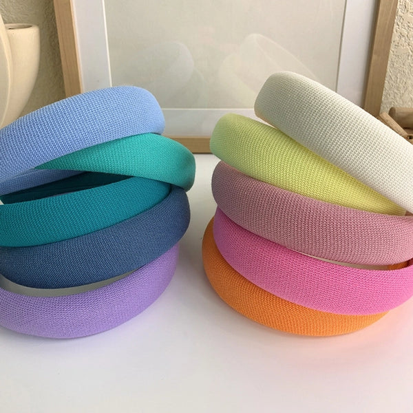 Women's Sweet Roman Style Artistic Solid Color Cloth Sponge Hair Band