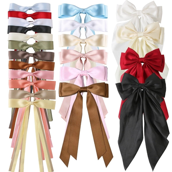 Women's Sweet Solid Color Bow Knot Cloth Handmade Hair Clip