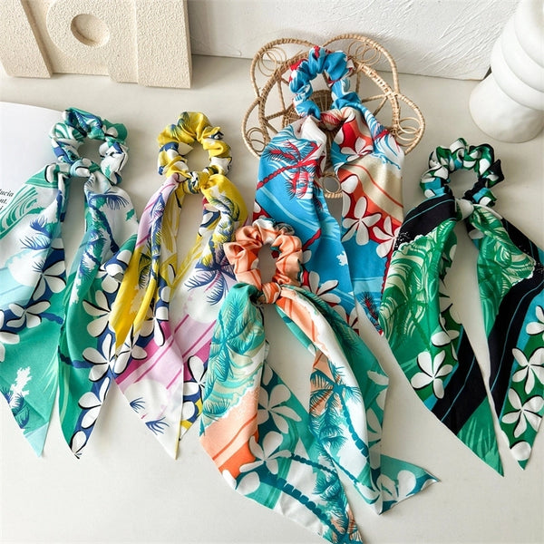 Women's Vacation Printing Flower Cloth Hair Tie