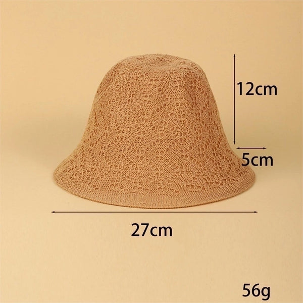 Women's Vacation Minimalist Solid Color Braid Wide Eaves Bucket Hat