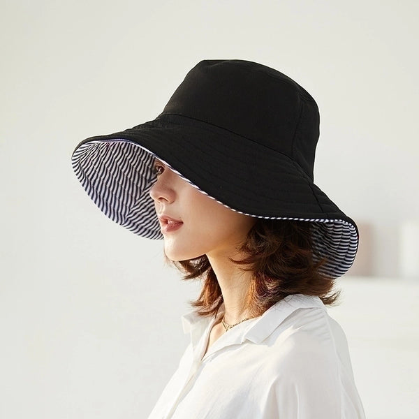 Women's Vacation Solid Color Big Eaves Bucket Hat